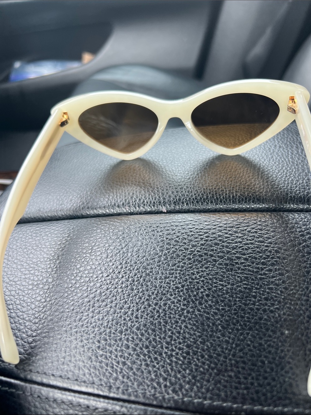 Moschino Cream Cat-Eye Sunglasses with Rhinestones - Picture 3 of 5